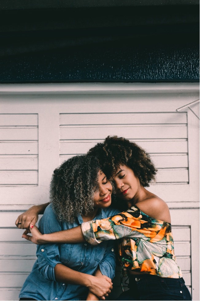two women hugging