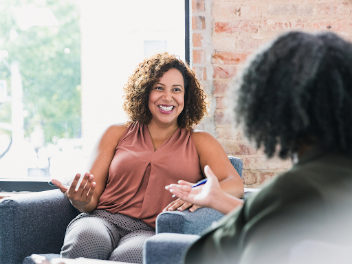 Woman in a trauma therapy session.