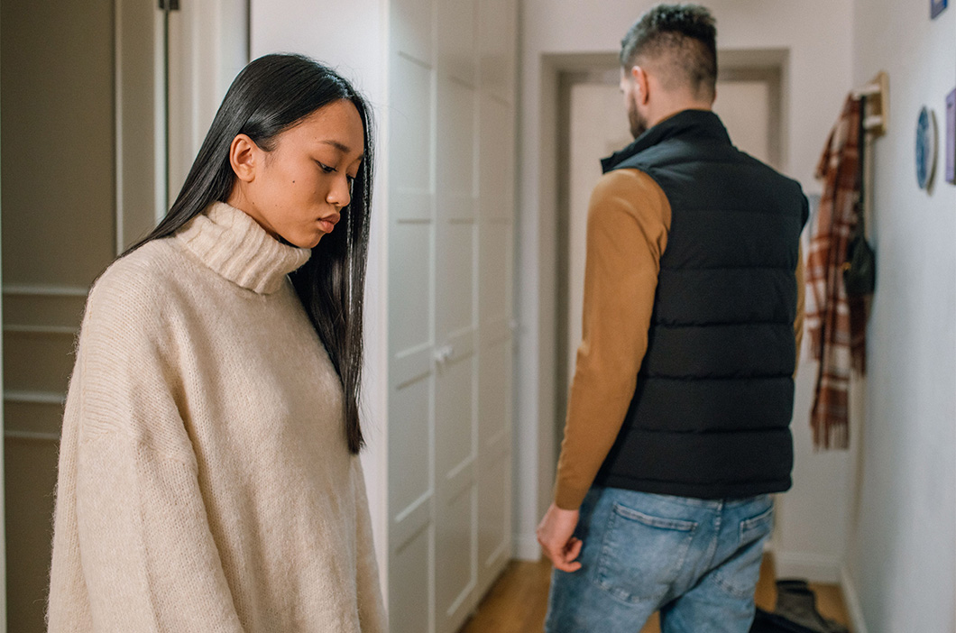 Couple during a break up, represents how we can help you navigate grief from a breakup and move toward healing.